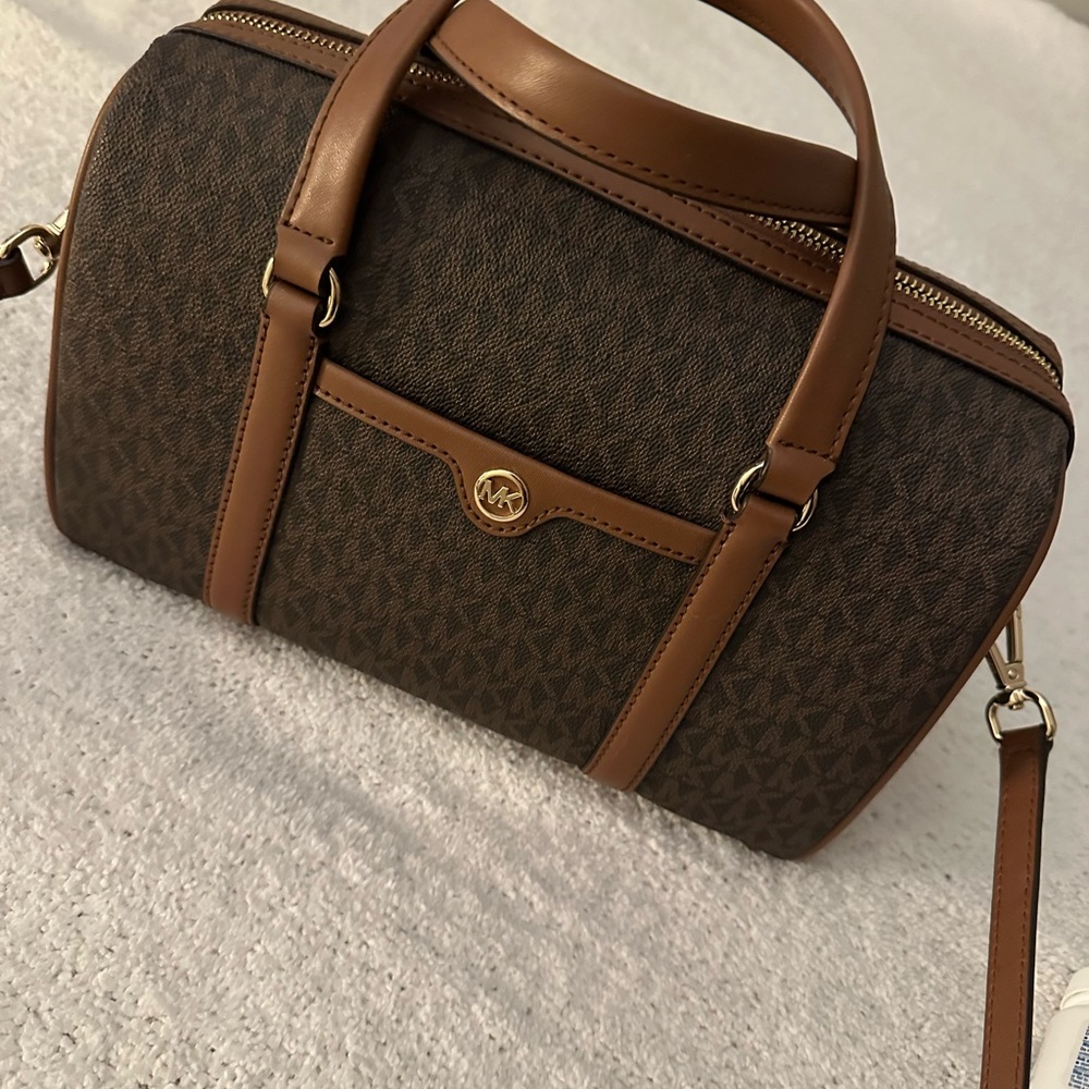 Michael Kors Brown Satchel with Gold Accents